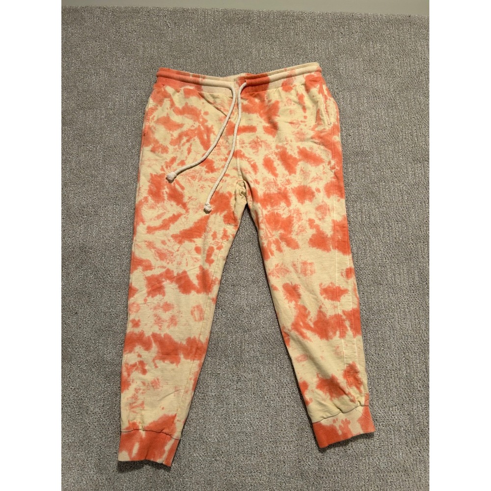 Jaded Gypsy Tie Dye Sweatpants Joggers Lounge Pants Peach‎ Cream L XL